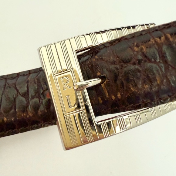 Ralph Lauren Collection Purple Label Leather Corn Embossed Silver Belt Buckle - Picture 3 of 5